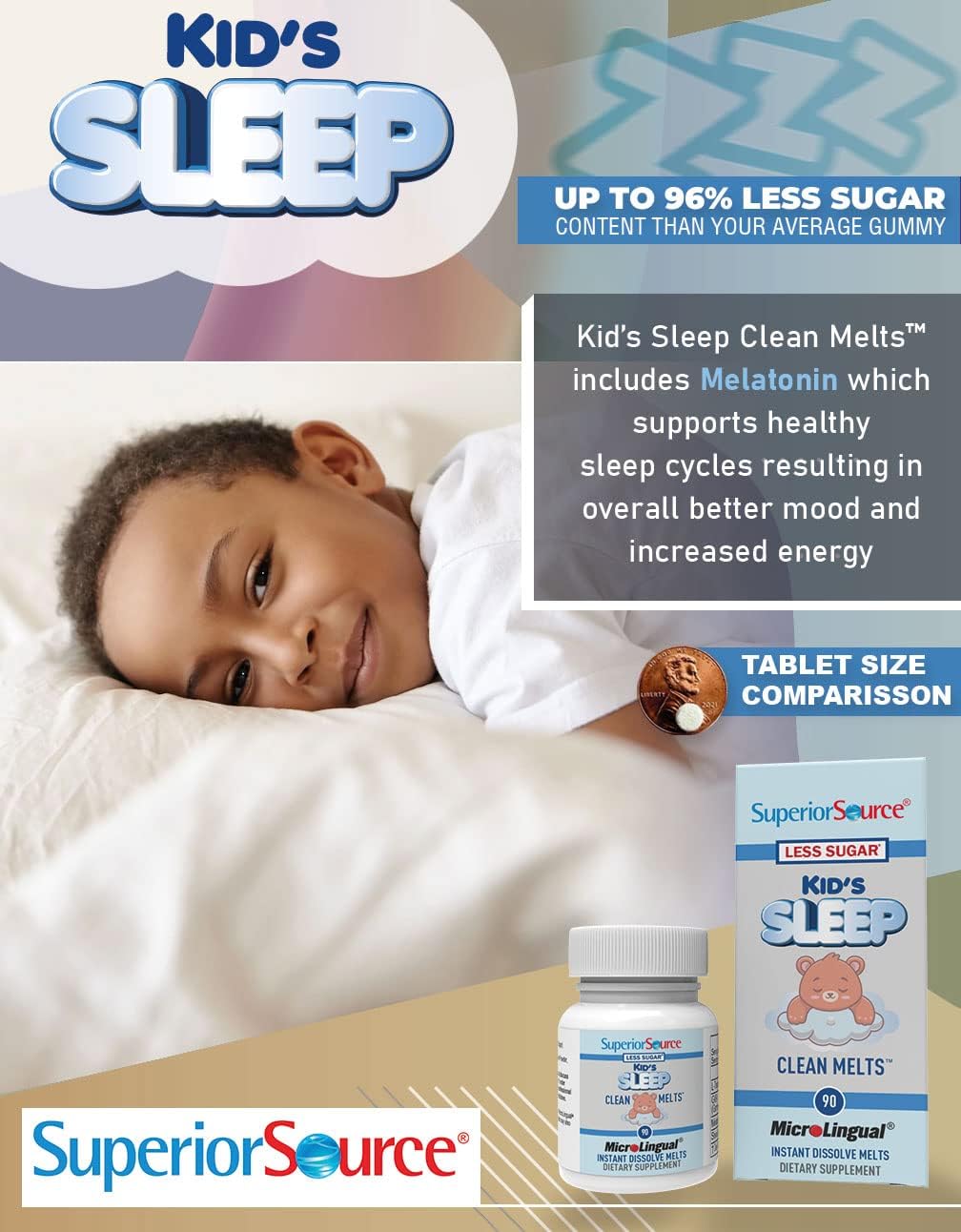 Suplemento Sleep para niños  Clean Melts microlingües