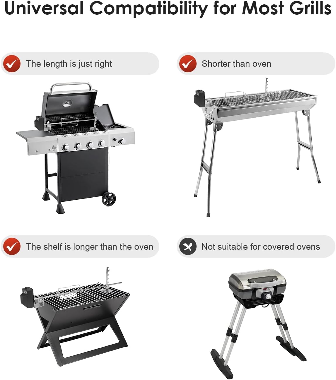 Kit de Parrilla Rotativa Automática, Motor 120V 4W, 28”