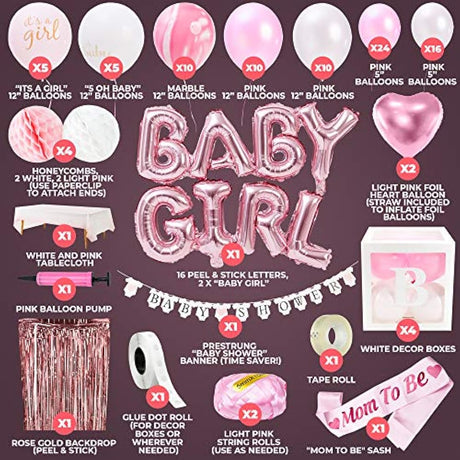 Kit de decoracion para Baby Shower color rosa