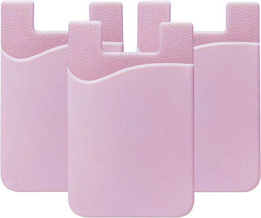 YWXTW Cartera adhesiva de silicona 3M para tarjeta de crédito, funda de identificación ultrafina para teléfonos inteligentes (iPhone/Android/Samsung Galaxy) (paquete de 3 unidades) rosa)