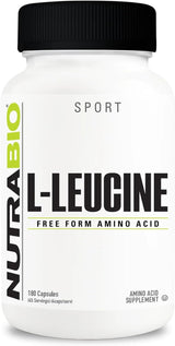 L-Leucina 100% Pura NutraBio - 400mg, 180 Cápsulas Veganas