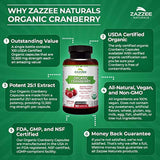 Zazzee USDA Organic Cranberry Extract, 12,500 mg Strength