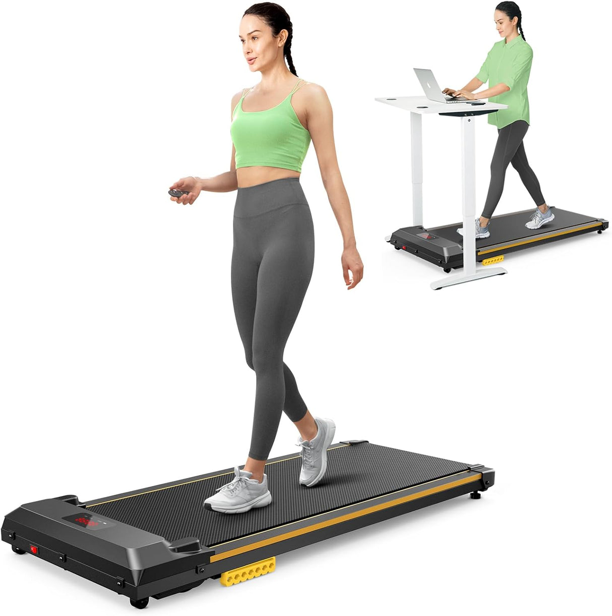 Caminadora UREVO 2 en 1, portátil, control remoto, modelo T1