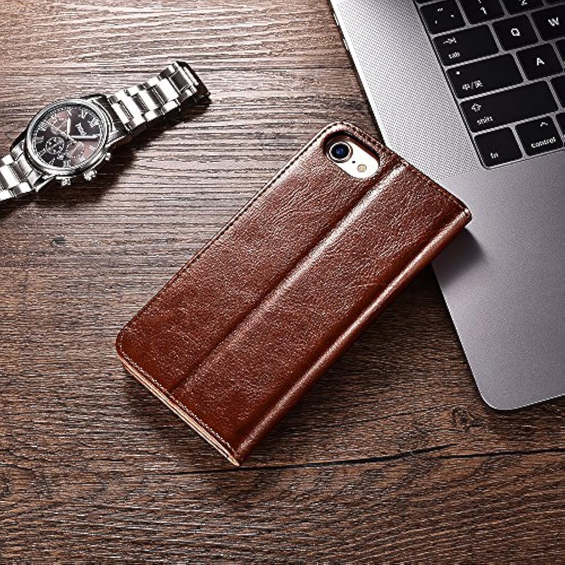 Funda tipo cartera para iPhone 7/8 JueSen, Marrón