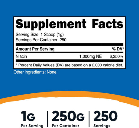 Suplemento Niacina Vitamina B3 Polvo 8.82oz  Vitamina B3