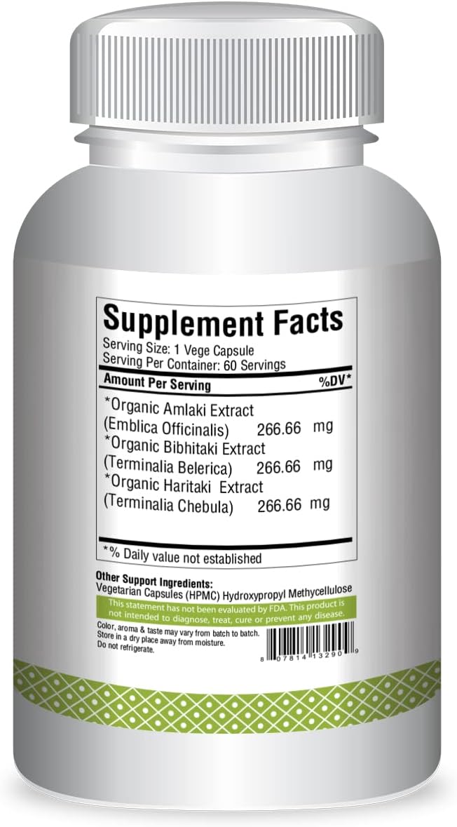 Suplemento Triphala Cápsulas Extracto Ratio (8:1) 60 cáp