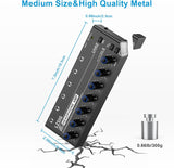 Amplificador de auriculares estéreo 6 canales con potenciador de graves