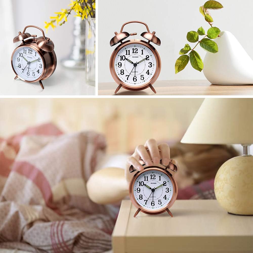 Reloj despertador analógico ruidoso, vintage, 4 pulgadas