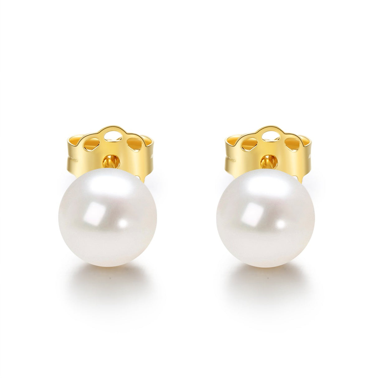 Aretes de perlas cultivadas de agua dulce de oro de 14K