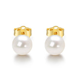 Aretes de perlas cultivadas de agua dulce de oro de 14K