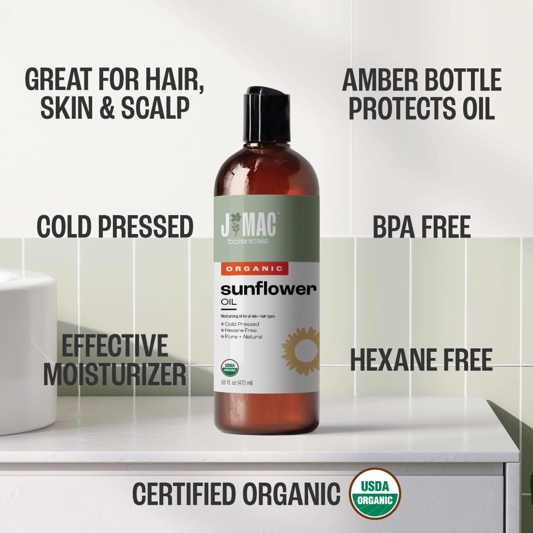 Aceite de girasol orgánico 100% puro J MAC BOTANICALS