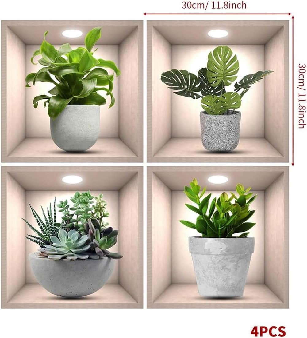 Pegatinas de Plantas 3D Vivas, Decoración Botanical, Modelo X