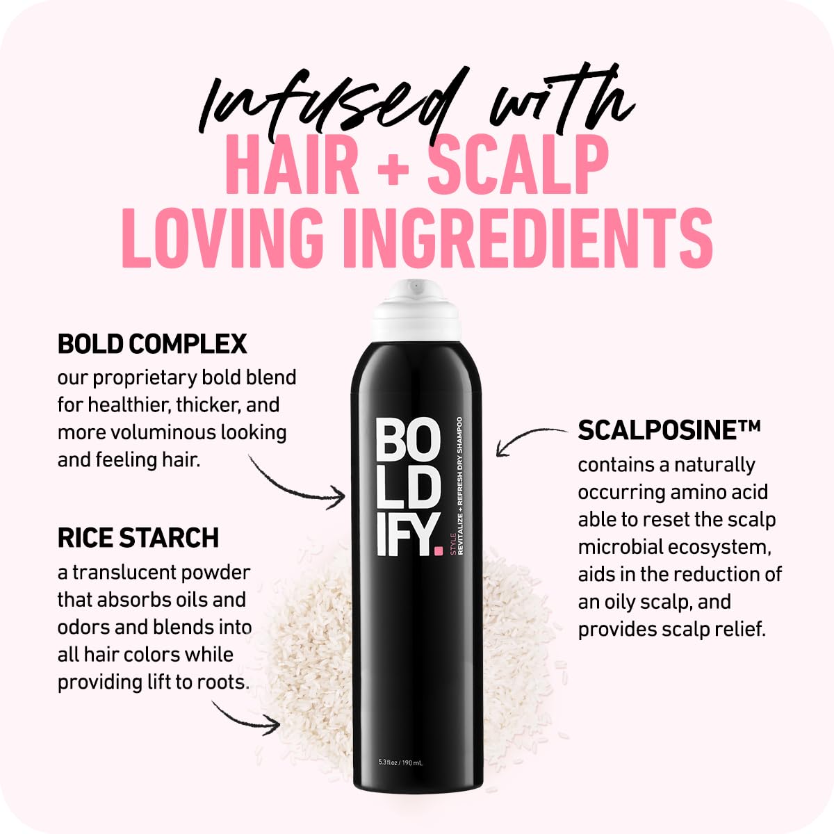 Shampoo en aerosol seco para mujeres y hombres Boldify