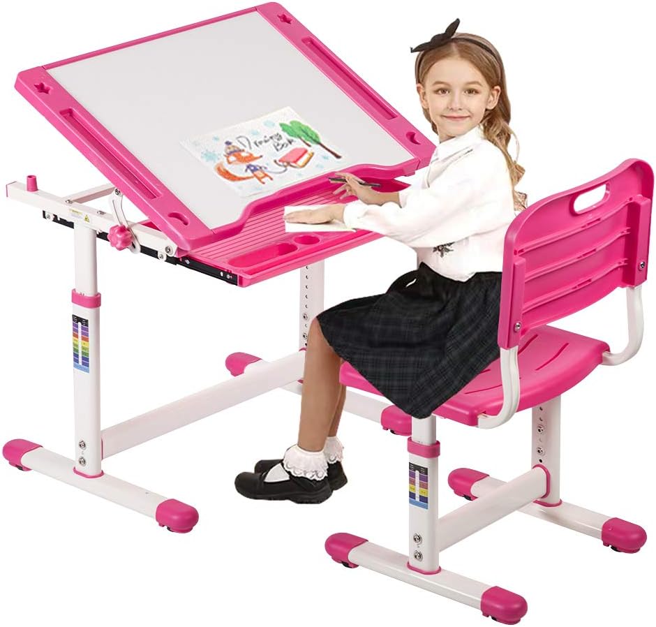 Escritorio y Silla Ajustable con Cajón para Niños