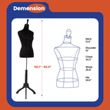 Maniquí Femenino Ajustable 53-67 con Base de Madera
