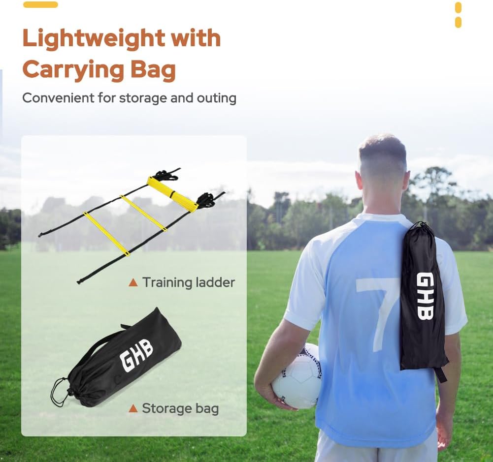 Escalera de agilidad GHB, 12 peldaños, 20 pies, con bolsa