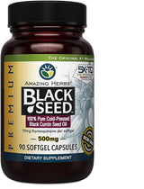 Cápsulas de Aceite de Semilla Negra Amazing Herbs 500mg 90 ct
