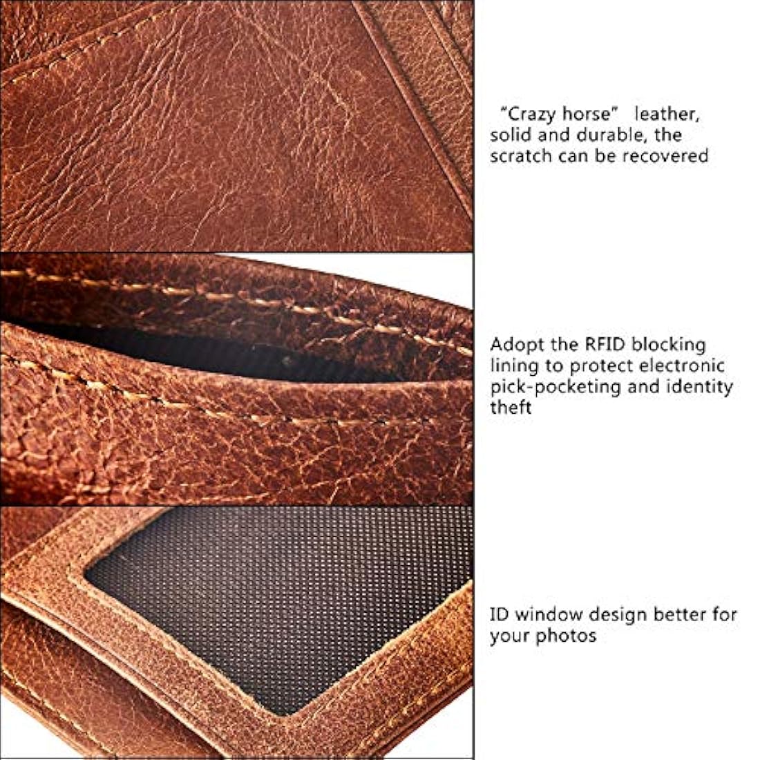 Billetera Tachuelas de latón de cuero fino para hombre