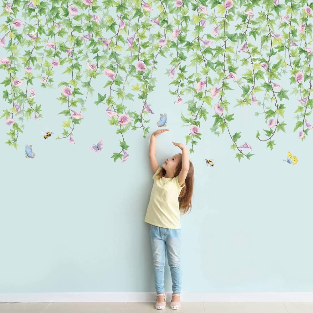 Vinilos Decorativos Flores y Mariposas - 2 PCS Murales DIY