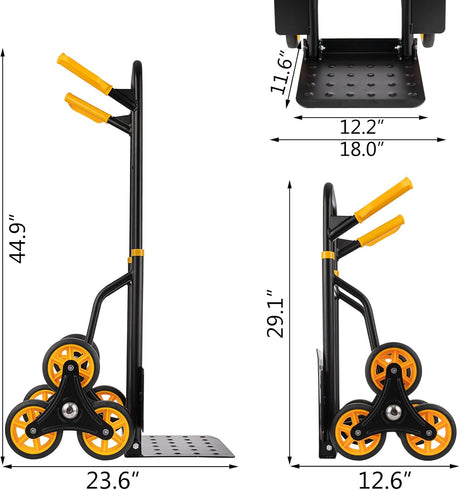 Carretilla Escalera Plegable, Capacidad 330 Lbs, 6 Ruedas