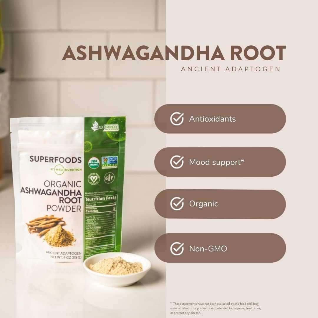 Polvo de Raíz de Ashwagandha Orgánico | MRM Nutrition | 113 Serv.