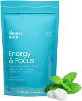 NeuroGum Energy Caffeine Gum (90 piezas) – Sin azúcar con L-teanina + cafeína natural + vitamina B12 y B6 – Suplemento nootrópico de energía y enfoque para mujeres y hombres – Keto y vegano, sabor a