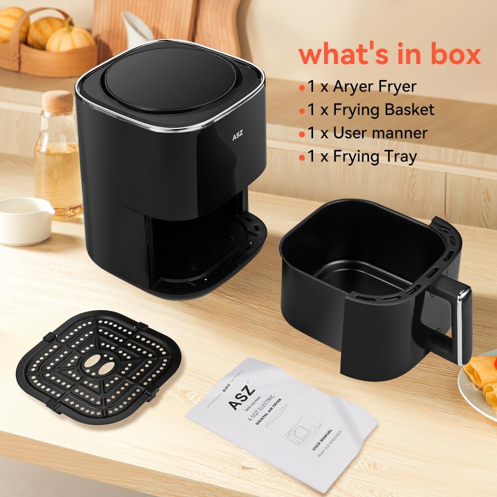 Freidora de Aire ASZ 4.5qt, 8 Presets, Apagado Automático
