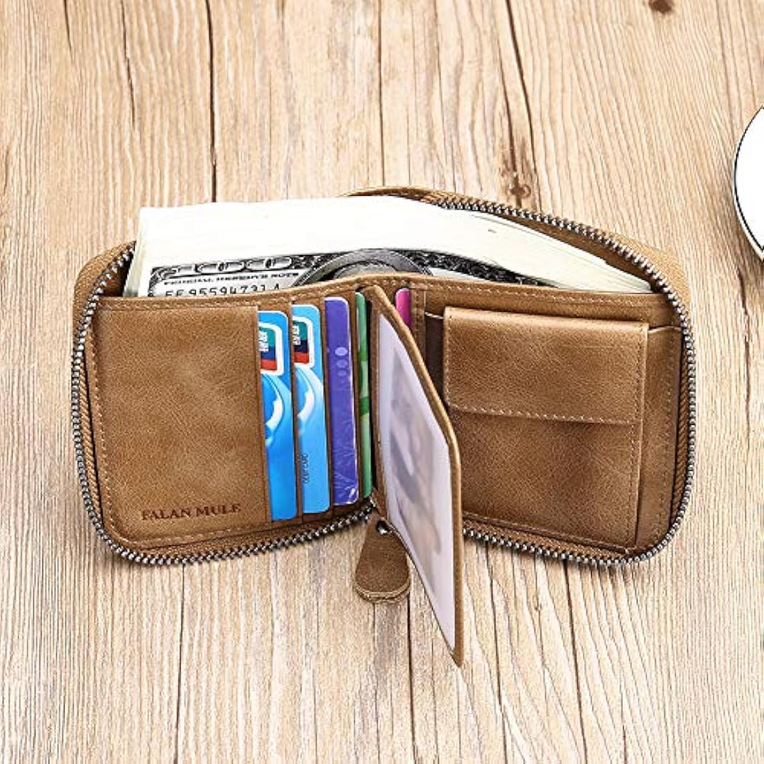 FALAN MULE Carteras para hombres de cuero genuino corto