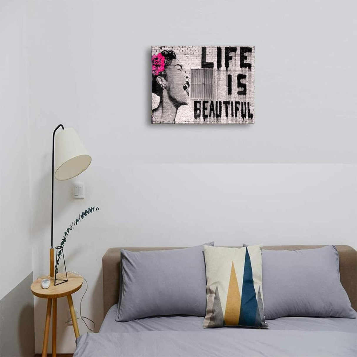 Póster de arte pop con graffiti, pintura en lienzo de Banksy