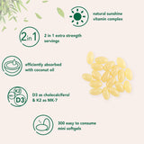 VEV Suplemento Vitamínico D3 K2 10000 IU, 300 Softgels