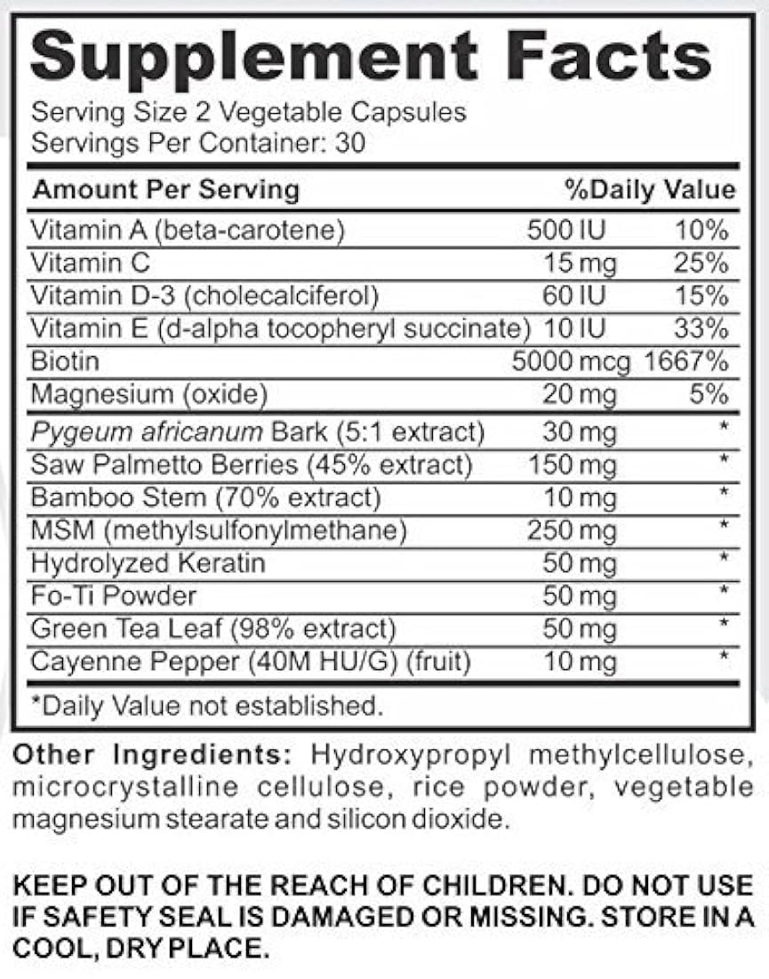 Potente Vitaminas Única de Plus de pelo, cabello con Biotina