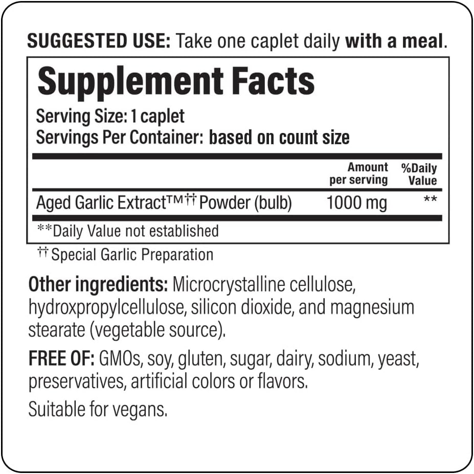 Extracto de Ajo Envejecido para Salud Cardiovascular, 30 Cápsulas Veganas