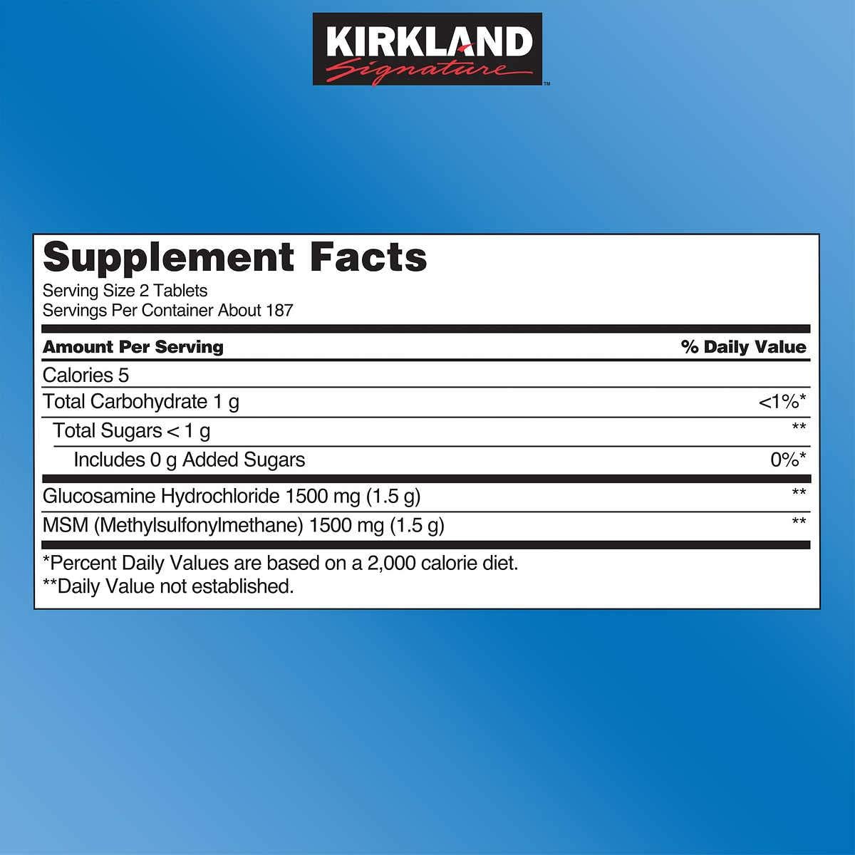 Glucosamina con MSM Kirkland Signature, 375 tabletas (4 pack)