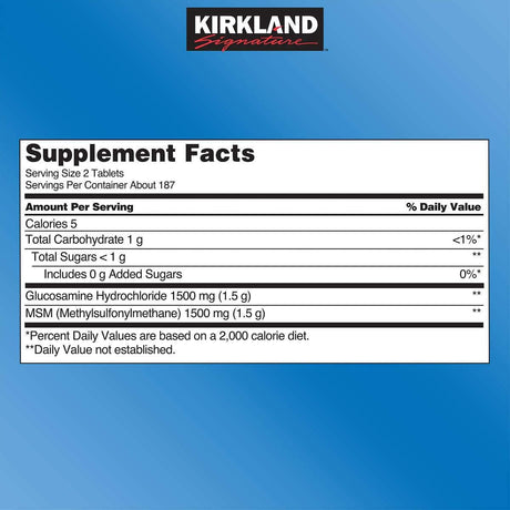 Glucosamina con MSM Kirkland Signature, 375 tabletas (4 pack)
