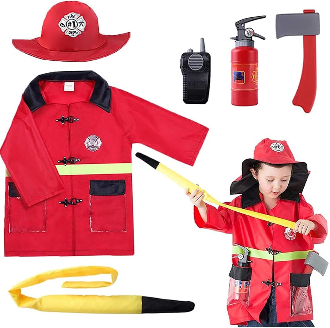 disfraz para juego de rol bombero para niños de 3-6 años