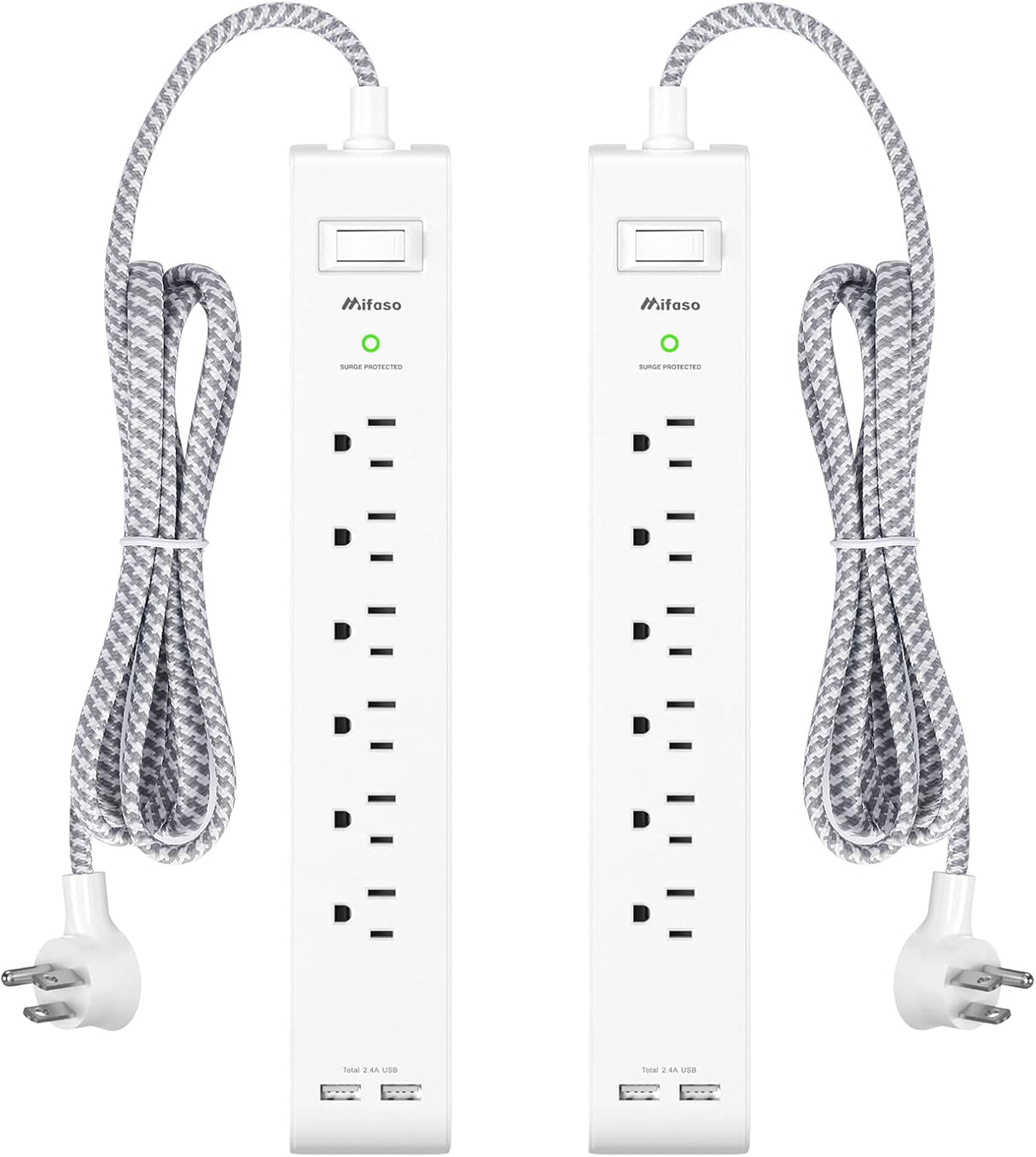 pack de 2 regletas de alimentación Cable de extensión de 12ft