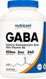 Suplemento Nutricost GABA ácido gamma aminobutírico 240 und
