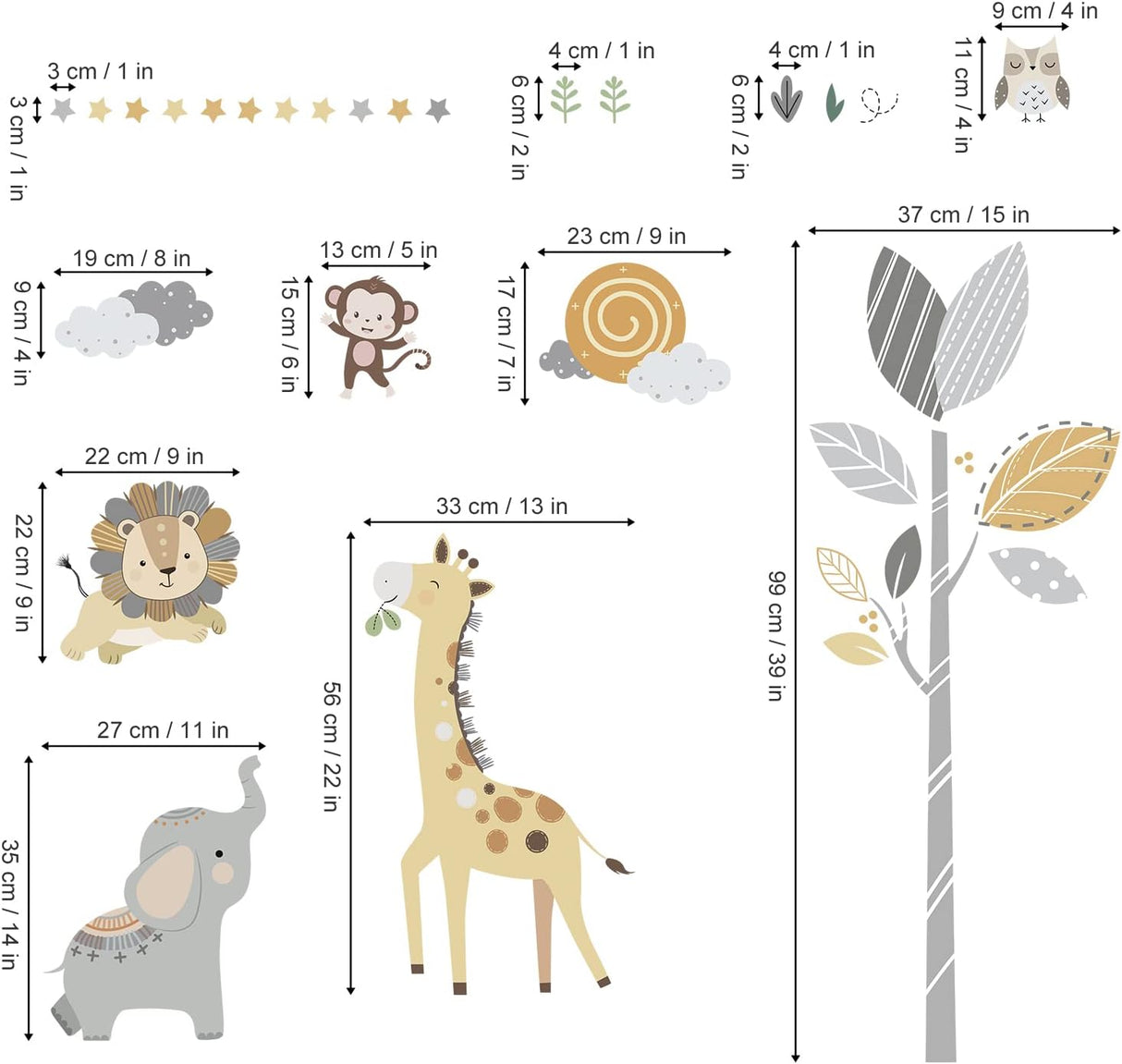 Decalmile Pegatinas de Pared Animales para Guardería