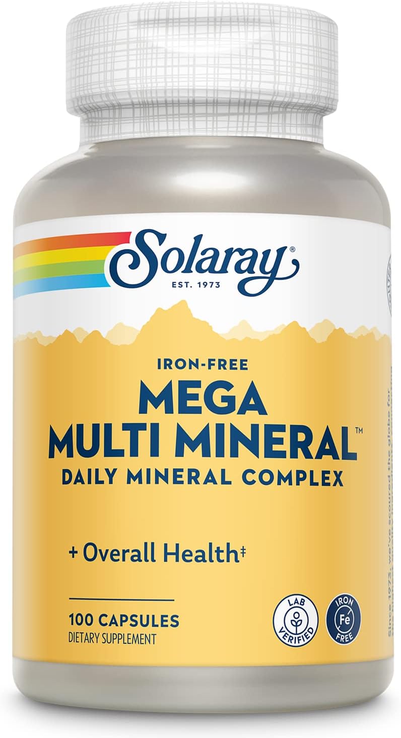 Cápsulas de Multi Minerales Solaray sin Hierro, 100 Cápsulas
