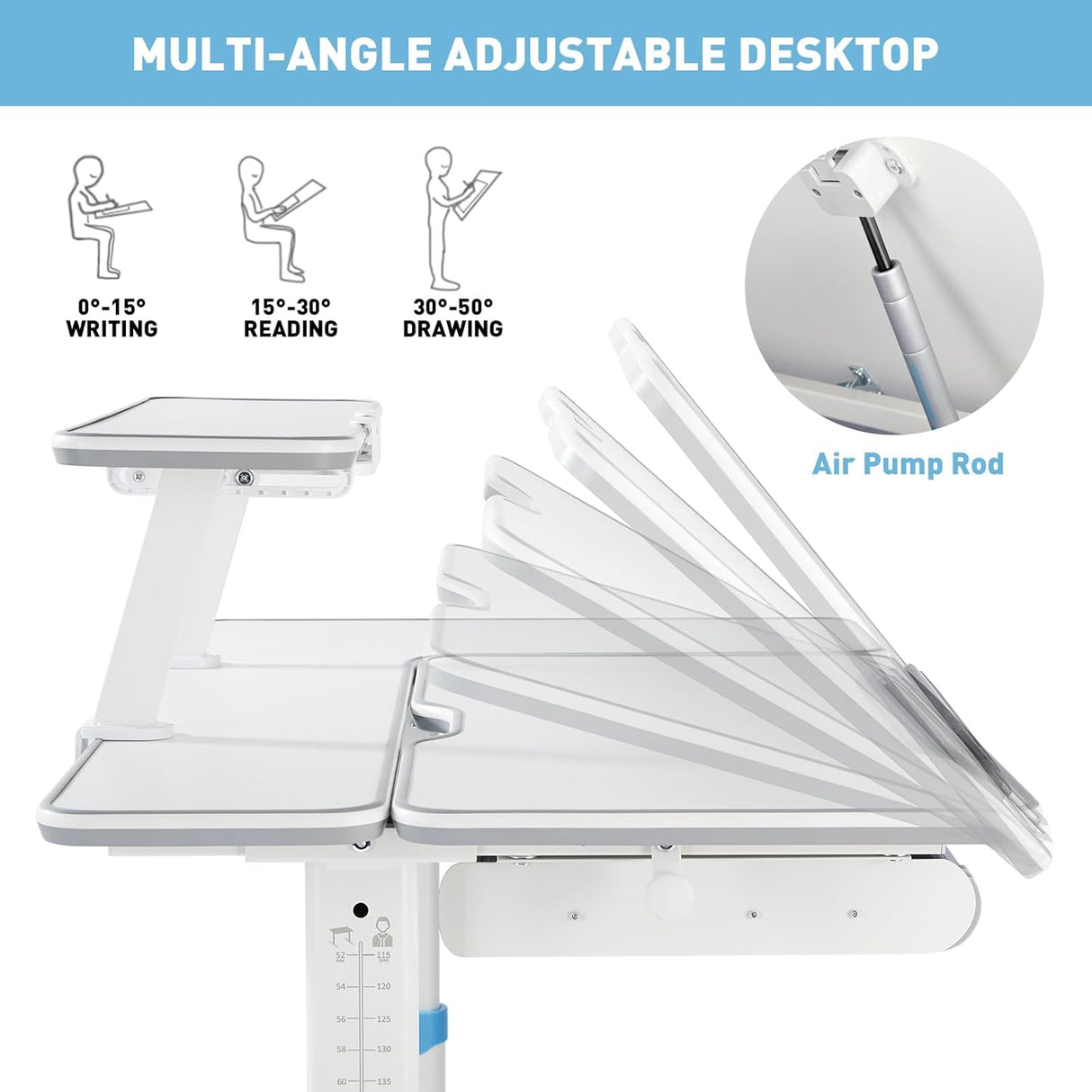 Escritorio y Silla Ajustables para Niños, Ergonómicos y con Cajón