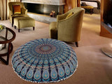 Funda bohemia para cojín, de 32 pulgadas, con diseño de mandala, para meditación, decorativa, otomana, grande, para exteriores, decoración del hogar, decoración de arte en el hogar, redonda, con pompones de algodón, cómoda