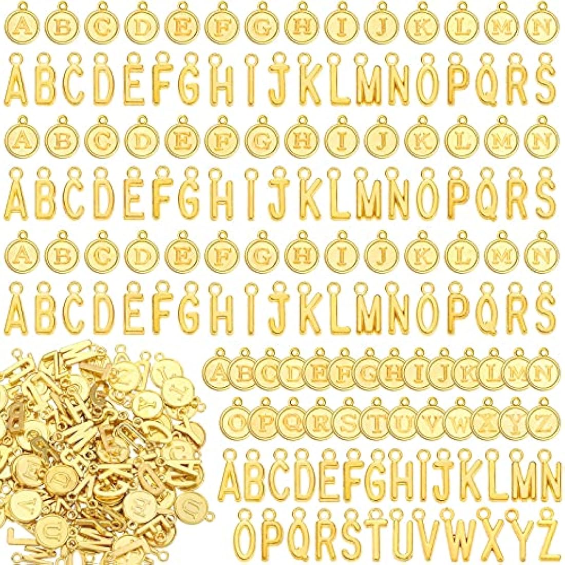 Dijes y Medallas 208 piezas de alfabeto mixto colgantes A-Z
