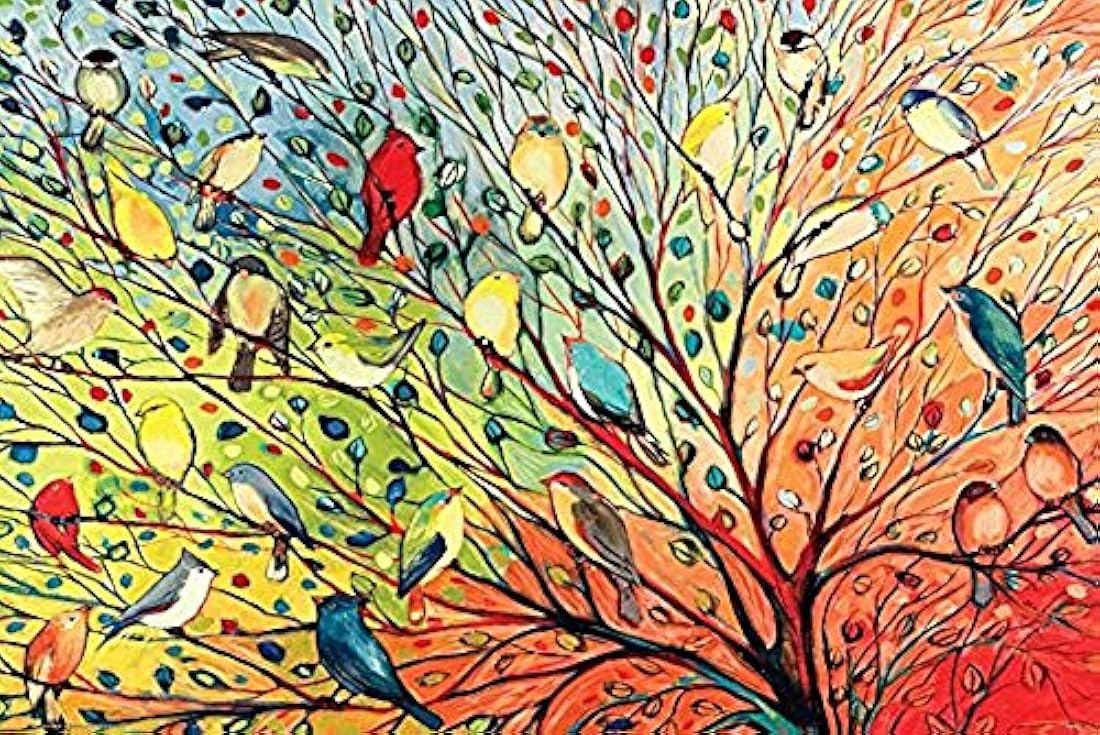 Árbol Aves por Jennifer Lommers 36 x 24 colorido arte