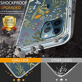 GiiKa Funda para iPhone 12 Pro Max con protector de pantalla, transparente de cuerpo completo a prueba de golpes de protección floral niñas mujeres caso duro con TPU parachoques cubierta teléfono caso para iPhone 12 Pro Max, flores verdes