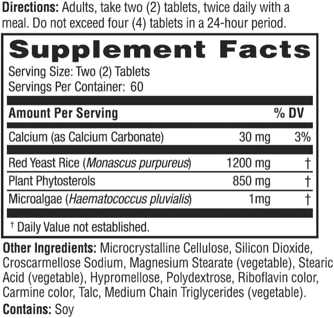Suplemento  Arroz de levadura roja Plus 1200mg  fitoesterol