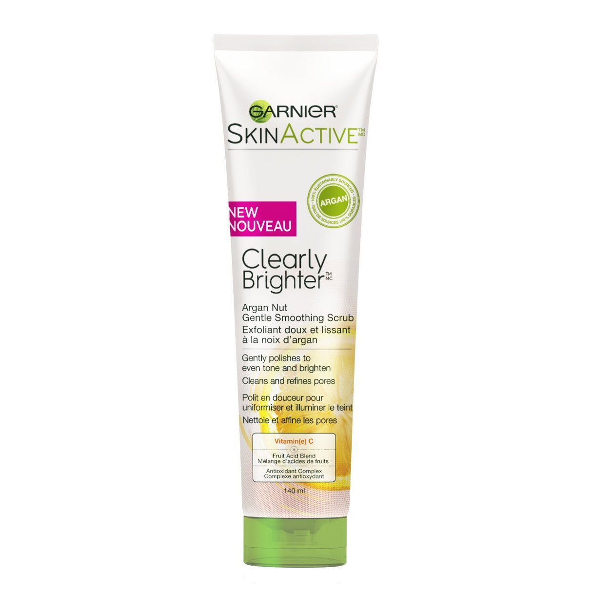 Exfoliante facial de nuez de argán con vitamina C 4.7 onzas