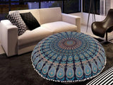 Funda bohemia para cojín, de 32 pulgadas, con diseño de mandala, para meditación, decorativa, otomana, grande, para exteriores, decoración del hogar, decoración de arte en el hogar, redonda, con pompones de algodón, cómoda