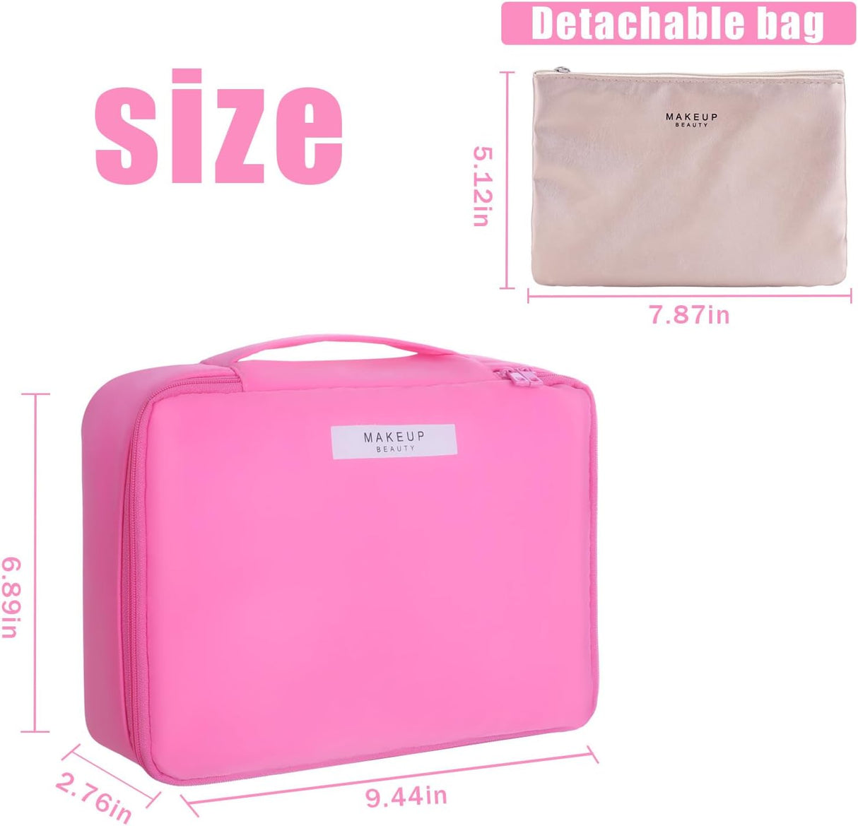 Bolsa de maquillaje de viaje fucsia Queboom