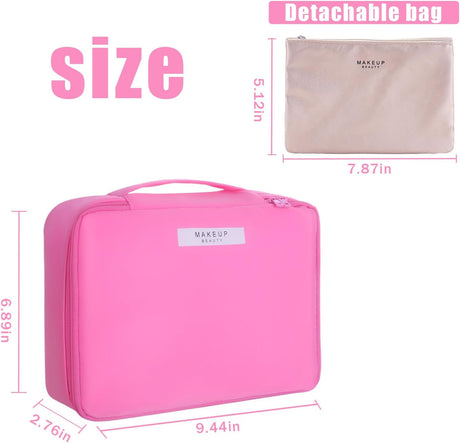 Bolsa de maquillaje de viaje fucsia Queboom