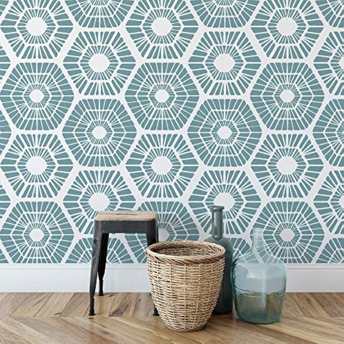 Plantilla de pared con patrón geométrico escandinavo.